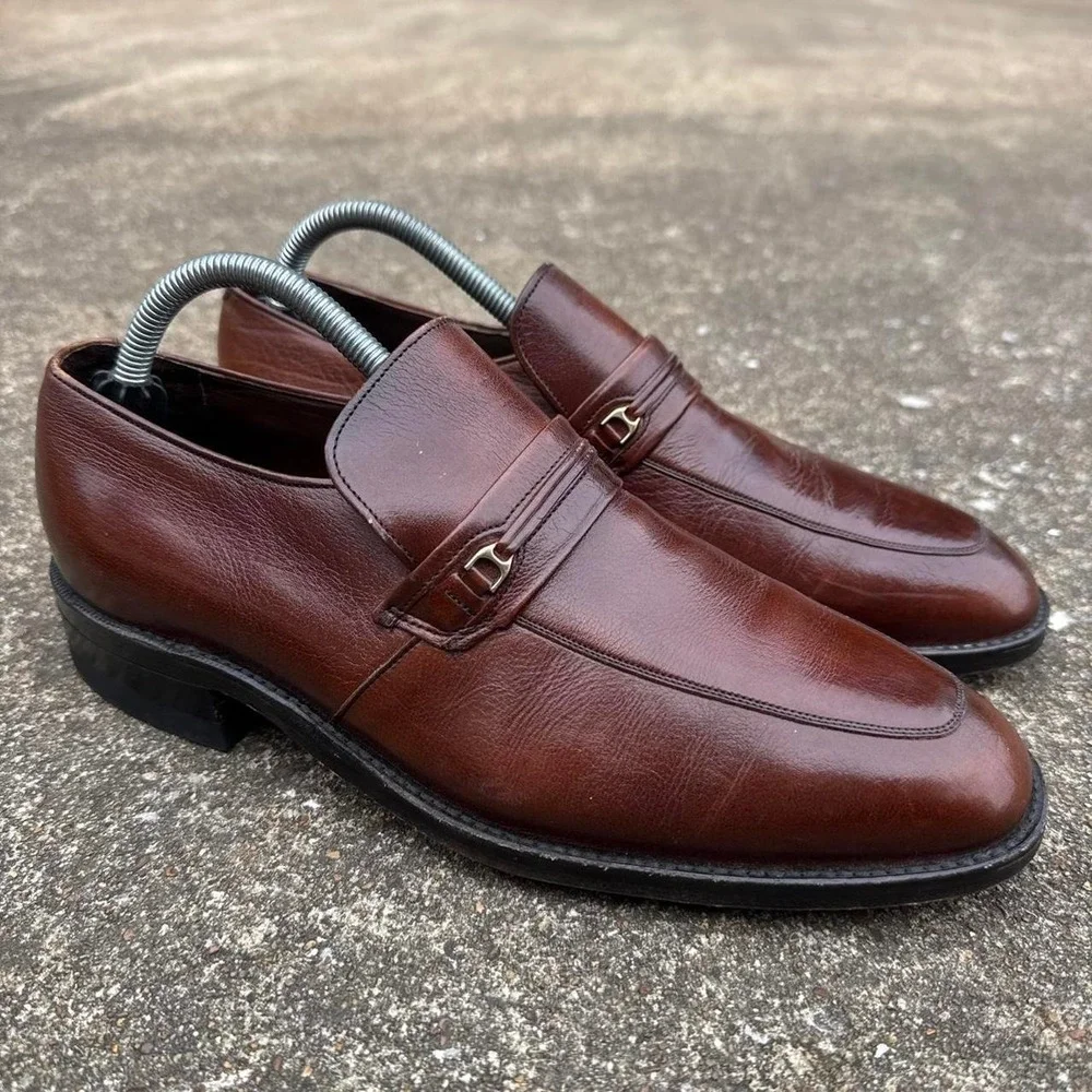 Vintage 90s Freeman Horsebit Loafers Dress Shoes Brown Size 8D (d8)